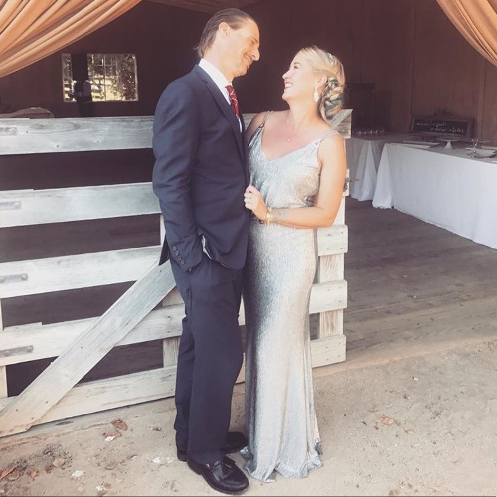 Calvin Klein Silver Blouson Gown